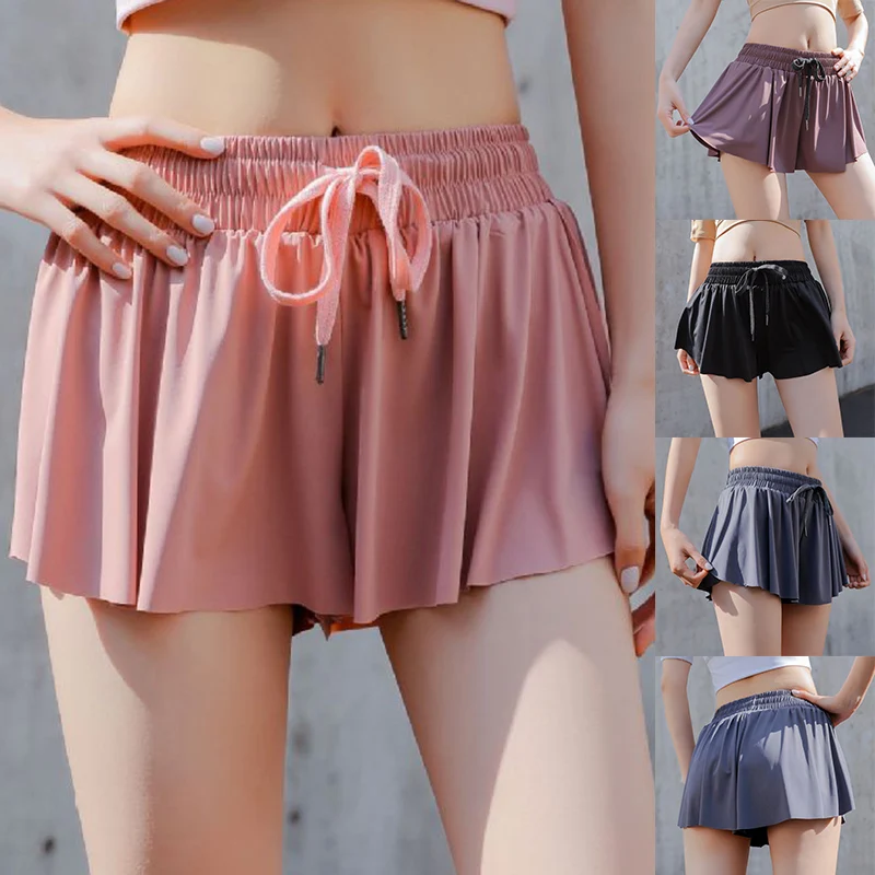 Women Sports Shorts Quick Drying Jogging Training Running Yoga Loose Shortswear ENA88