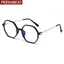 Peekaboo, синий светильник, блокирующие очки tr90, ретро, восьмиугольные, женские очки, по рецепту, мужские, полуметаллические, полигон, корейский стиль