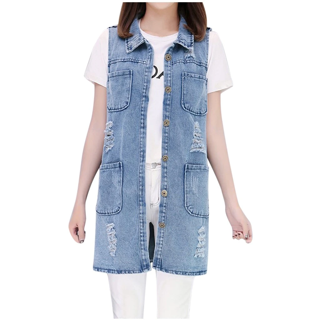 sleeveless loose denim coat