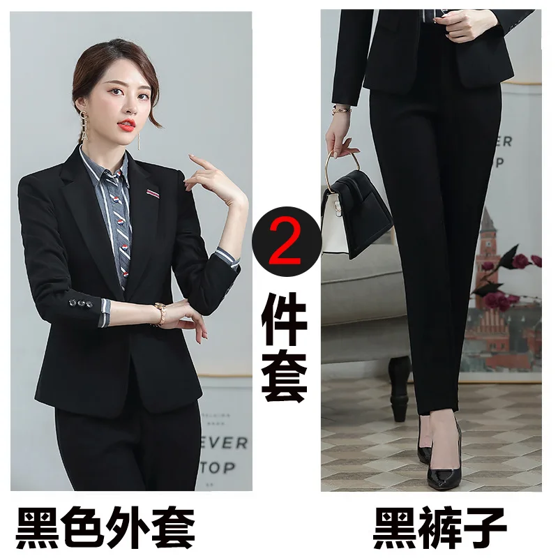 Pants and suit-A Осенний костюм высокого качества, тонкий брючный костюм, темпераментный блейзер с длинными рукавами на одной пуговице, профессиональный костюм из двух предметов - Цвет: Pants and suit-A