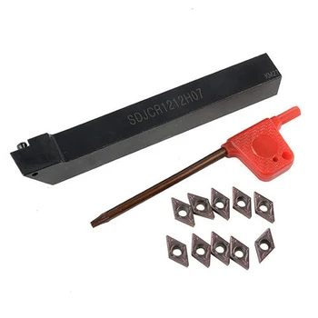 

10Pc DCMT0702 Carbide Insert +SDJCR1212H07 Boring Bar Lathe Turning Tool +Wrench