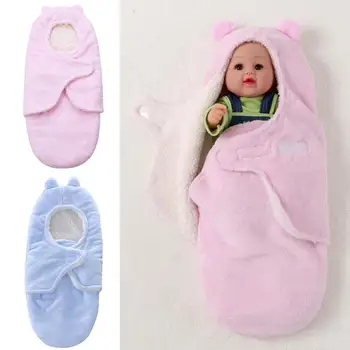 

Envelope Baby Sleeping Bag Flannel Lamb Swaddle Wrap for Infant Stroller Blanket Soft and Skin-friendly Baby Special Velcro