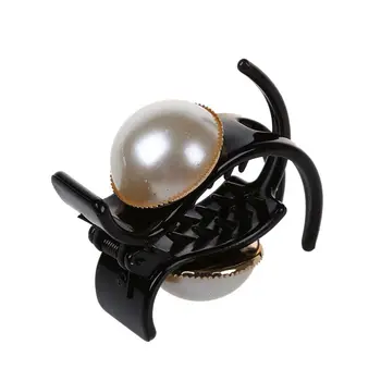 

Pearl and Rhinestone Decorated Hair Clip Pin Claw Hair Accessories For Women Girls (White+Black)
