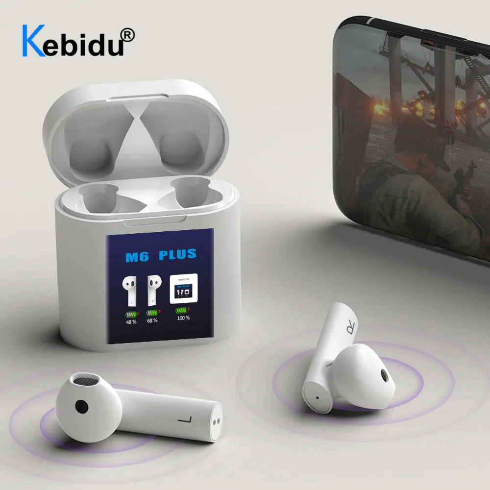 M6 PLUS TWS Wireless Earphone Wireless Headphones Tap Control Dual MIC Sport Bluetooth Headsets For iPhone Huawei Xiaomi Redmi