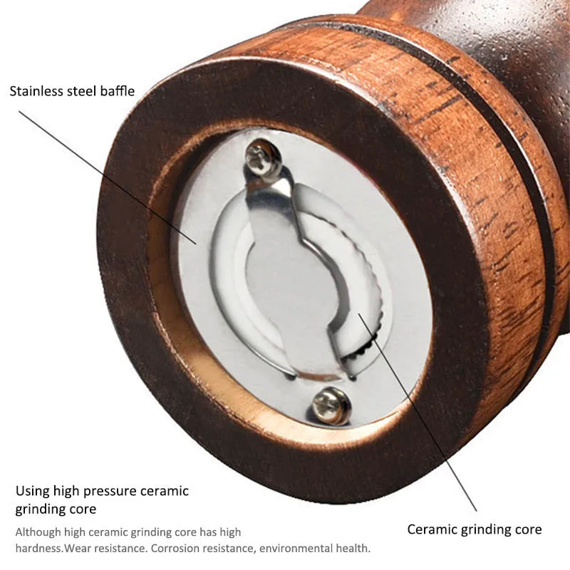 Wooden Adjustable Knob 8Inch Salt And Pepper Mill Tool Manual Grinder Restaurant Grinding Tool Spice Mill Grinder Kitchen Gadget