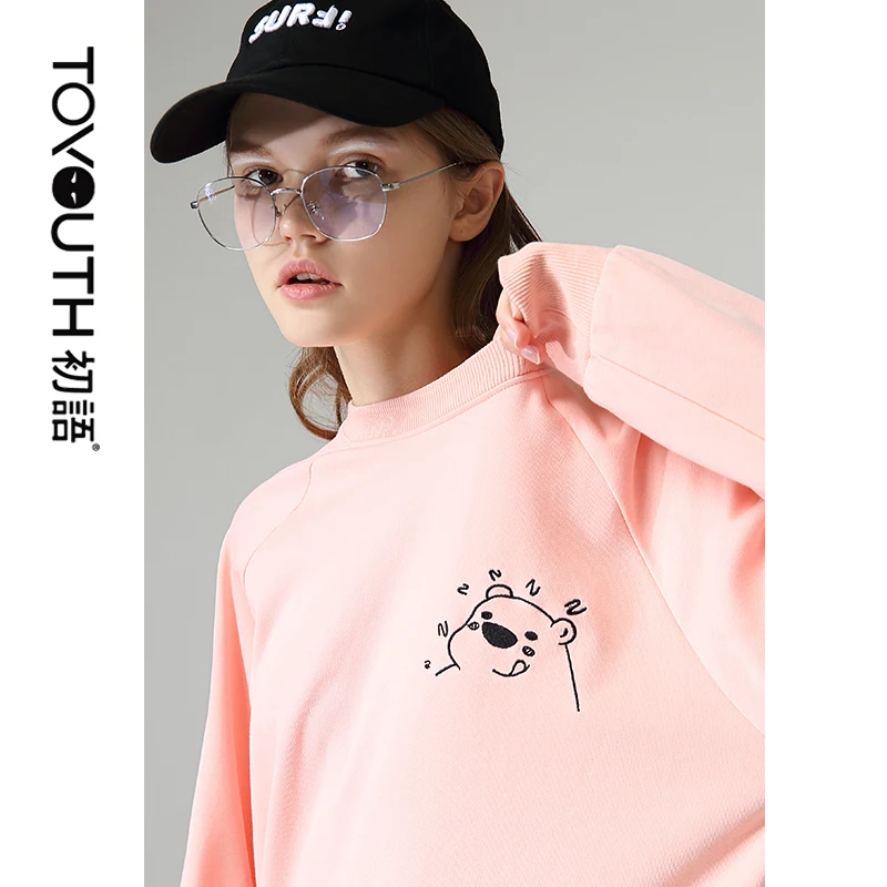 Toyouth новые Мультяшные толстовки с длинным рукавом, женские повседневные толстовки с круглым вырезом и длинным рукавом