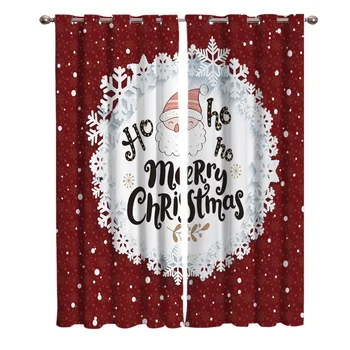 

Christmas Themed Snowflakes Santa Claus Biackout Window Curtains Living Room Curtain Kitchen Blackout Curtains