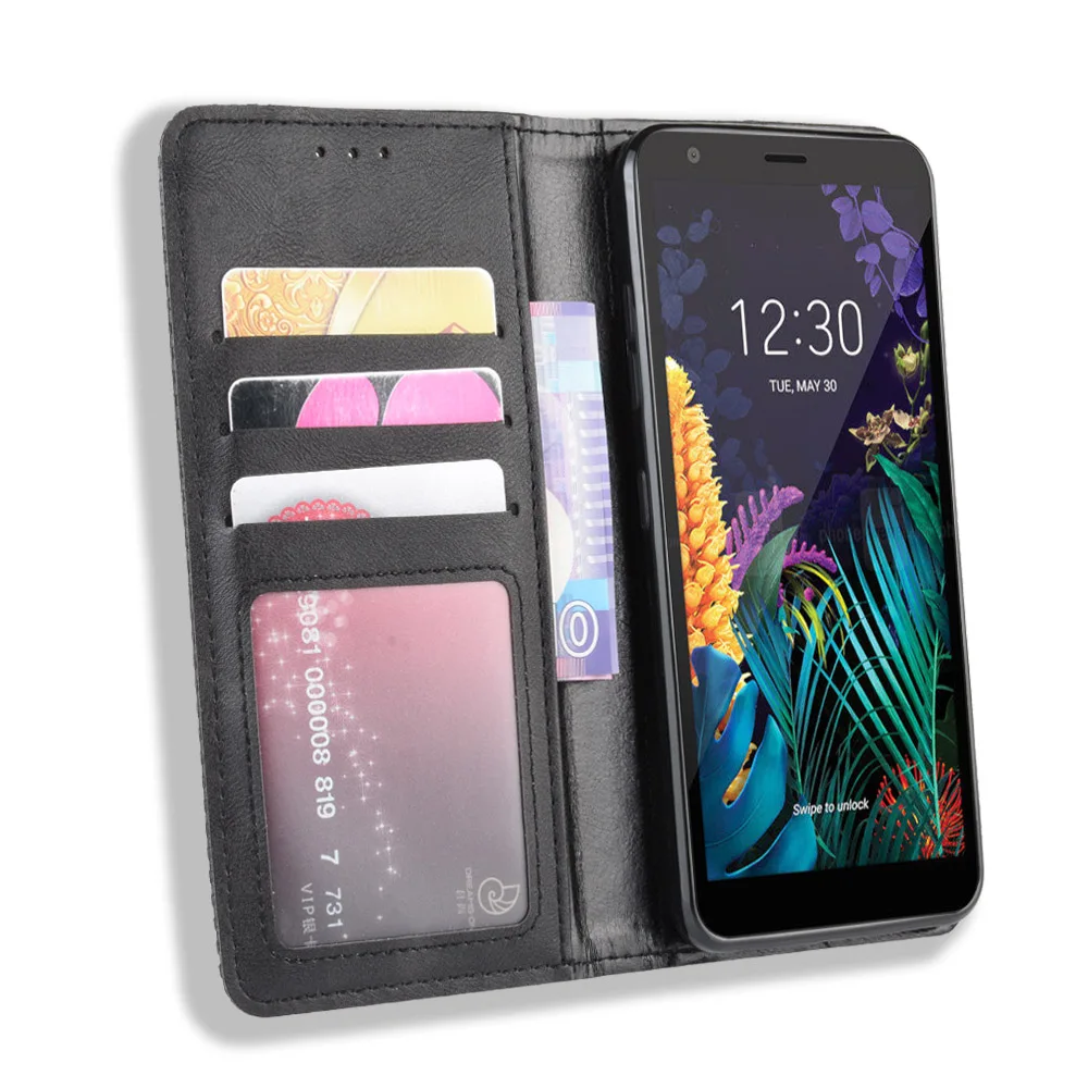 Кожаный чехол в стиле ретро для LG K30 K 30, магнитный винтажный кожаный чехол премиум-класса для LG K30, откидная крышка 5,45 дюйма
