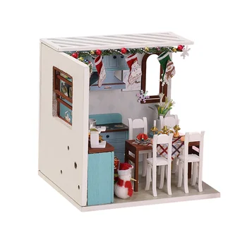 

Doll house model toys role play elegant house furnishing Jos kitchen Times room children toys Christmas without glue