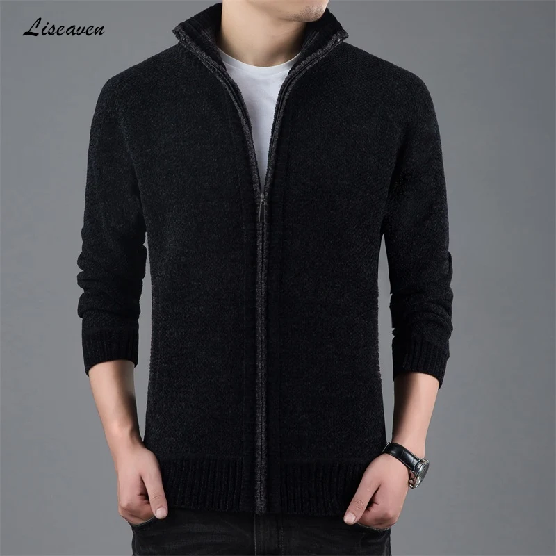 

Liseaven Sweater Thick Warm For Mens Cardigan Slim Fit Jumpers Knitwear Warm Autumn Korean Style Casual Clothing Men Cardigans