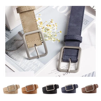 

2020 Square Pin Buckles Belts Female Deduction Side Silver Buckle Leather Belts for Jeans Wild Belts for Women Fashion Students