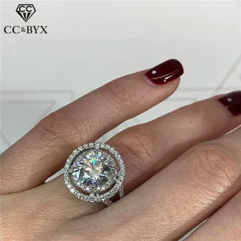 

CC Luxury Jewelry Rings For Women Classic Round Cubic Zirconia Ring Bridal Wedding Engagement Accessories Drop Shipping CC2406