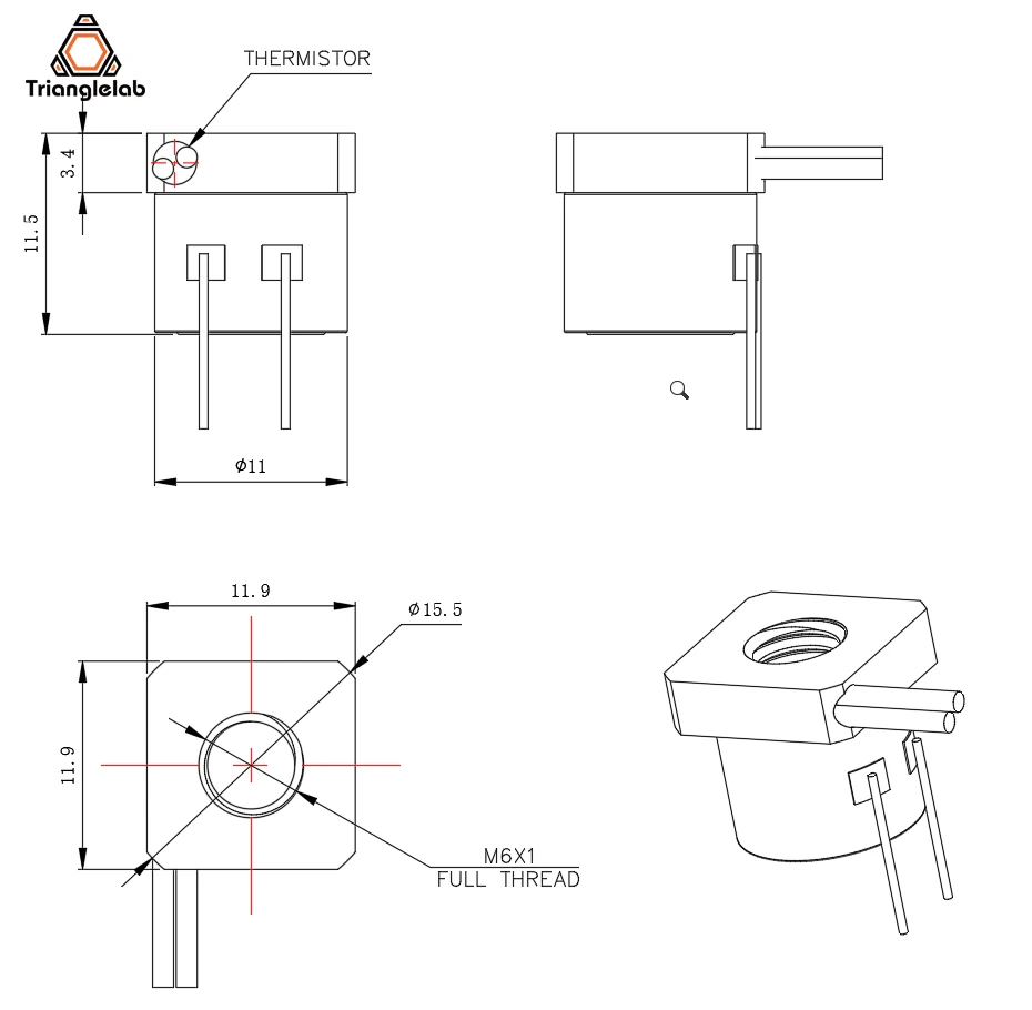 40w, termistor 104nt-4-r025h42g 104gt-2 para impressora 3d hotend