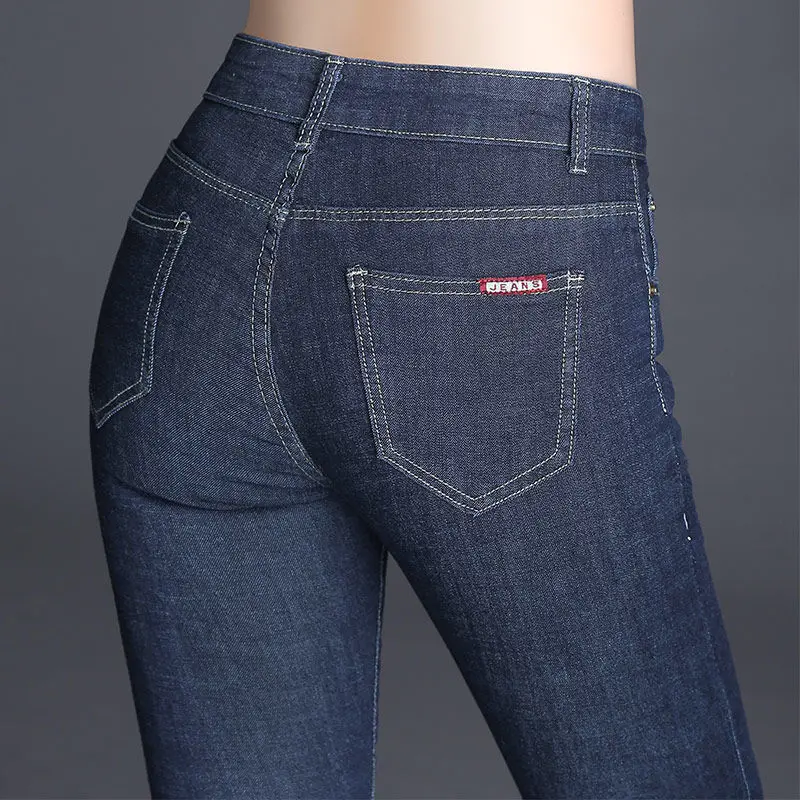 Высококачественные женские джинсы с высокой талией на весну и осень, большие эластичные черные леггинсы, тонкие узкие брюки