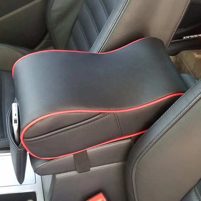 Universal Auto Armauflage Kissen aus Leder Auto Armlehne Kissen Memory Foam  Auto Kissen Matte Abdeckung mit Handytasche