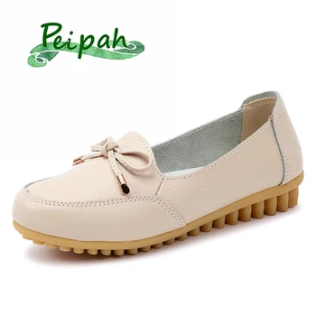 

PEIPAH Wedges Platform Mothers' Loafers for Women Shallow Solid Oxford Shoes Woman Soft Bottom Footwear Female Sports Flats