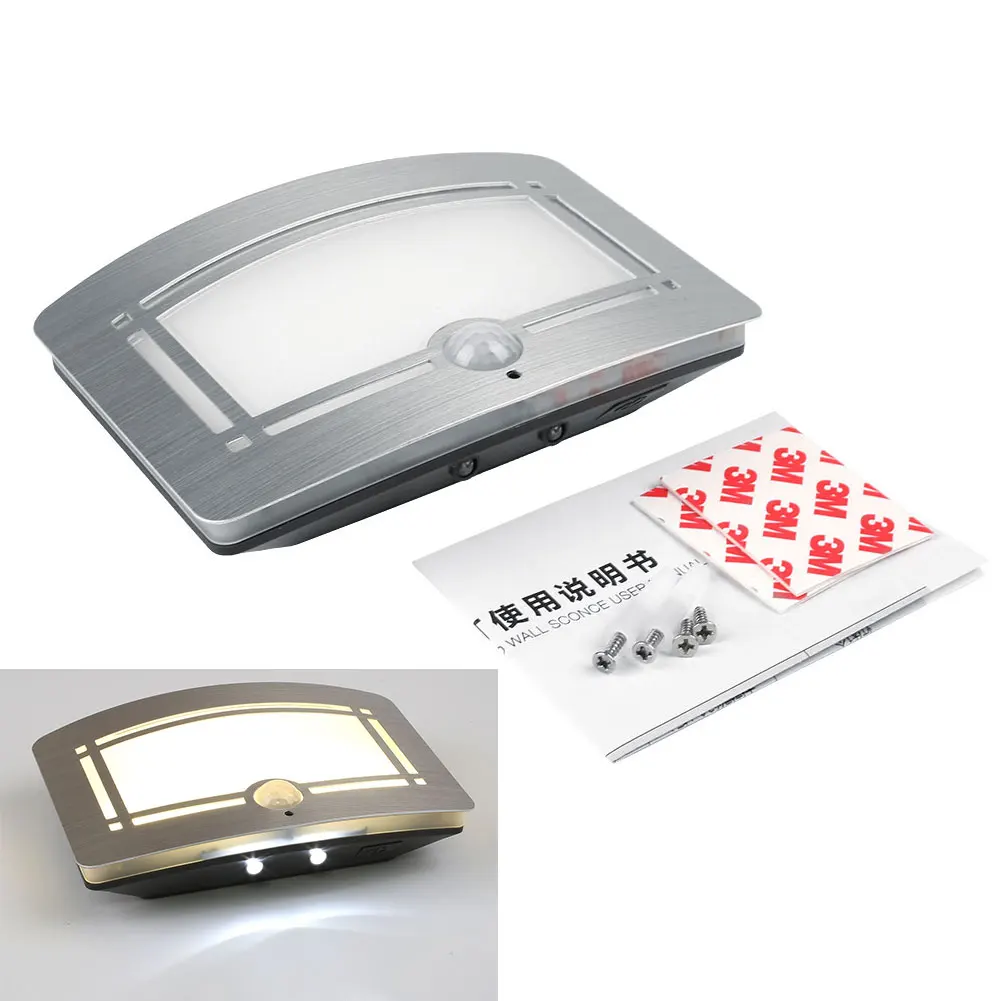 Body Motion Sensor Activated Battery LED Wall Lamp Light Outdoor Balcony