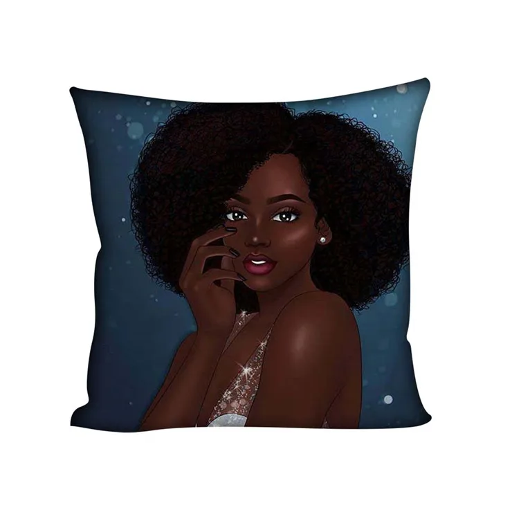 HUGSIDEA Черная Королева африканская девочка наволочка с принтом из мультфильма афро леди пледы подушки диван наволочки для подушек декоративная наволочка для подушки - Цвет: Z5227DG