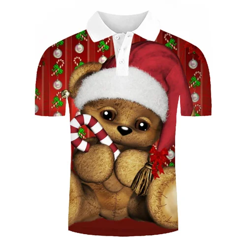 Новые поло дизайнерские рубашки поло смешные мужские летние топы 3d рубашки с изображением новогодней елки поло для мужчины хип хоп топы рубашки поло - Цвет: polo-317