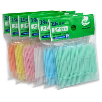 

100pcs/Bag Double Head Toothpick Dental Floss Brush Interdental Brush Teeth Stick Dental Oral Care Toothpicks Floss Pick