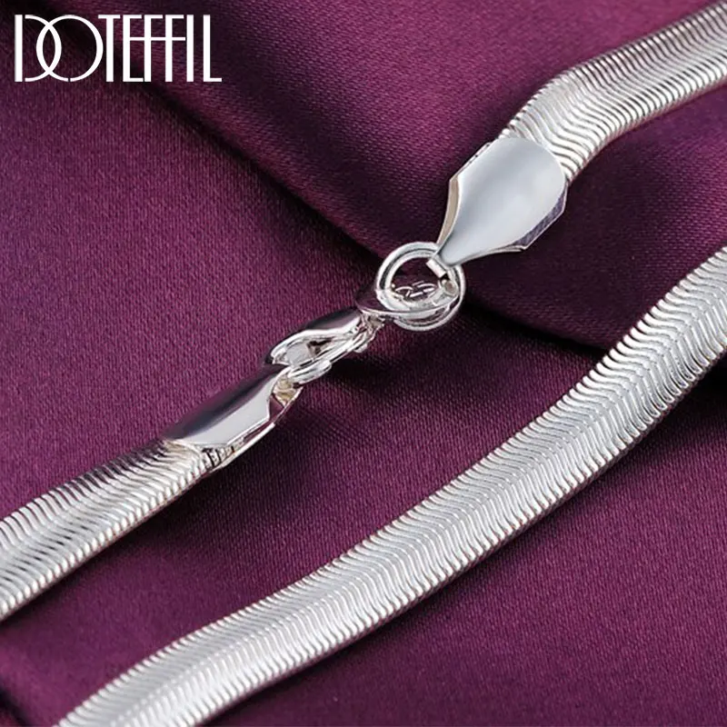 DOTEFFIL серебро 925 пробы 16/18/20/22/24 дюйма 6 мм плоская Цепочка змея для женщин и мужчин