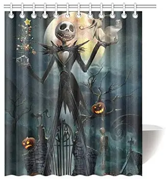 

Jack Skellington Bathroom Waterproof Shower Curtain DecorWaterproof bathroom lined shower curtain cover plastic modern curtain w