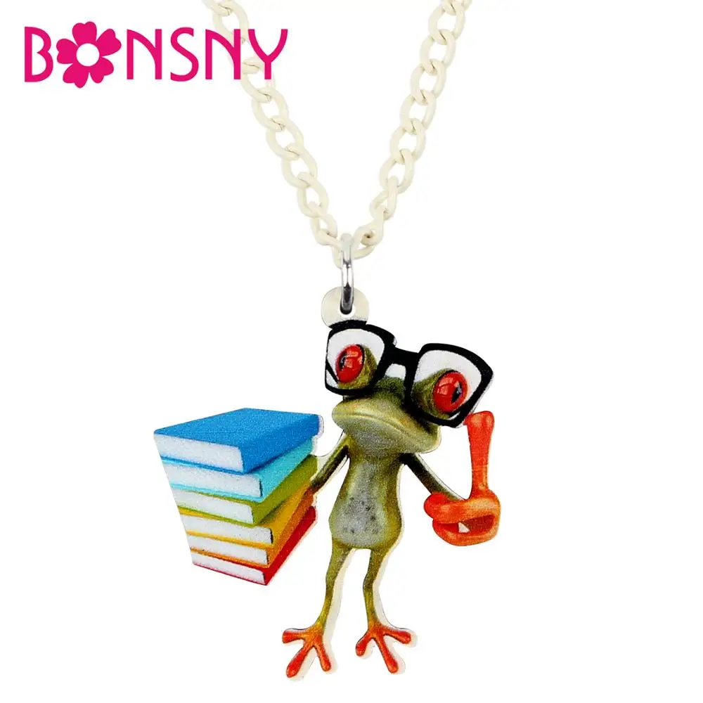Акриловые очки для медитации Bonsny ожерелье-лягушка книга подвесная цепь чокер