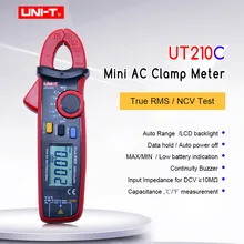 UNI-T UT210C True RMS мини-клещи; автоматический Диапазон Цифровой мультиметр; AC ток AC/DC напряжение Ом Емкость тестер температуры