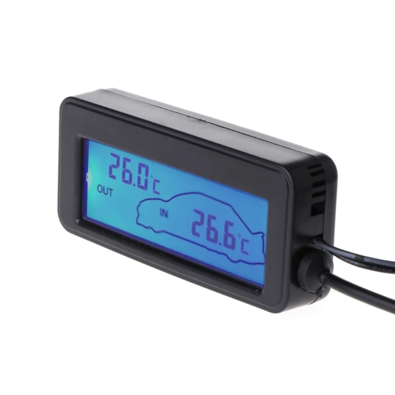 Green LCD Display Digital Auto Vehicles Car Inside Outside Thermometer Gauge 12V 