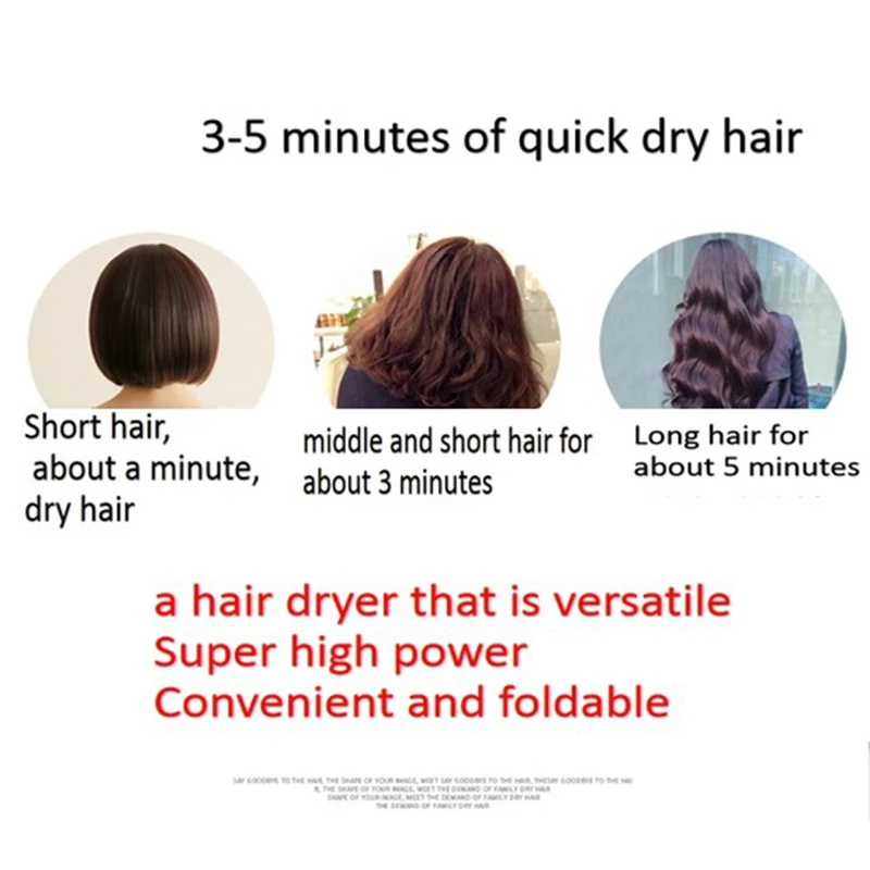 US Plug Compact Hair Dryer with Folding Handle, Travel Hair Dryer, Professional Salon Hairdressing Hotel