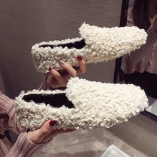 EOEODOIT; сезон осень-зима; женские повседневные лоферы на плоской подошве с квадратным носком без застежки; женские удобные балетки на плоской подошве с вьющимся мехом