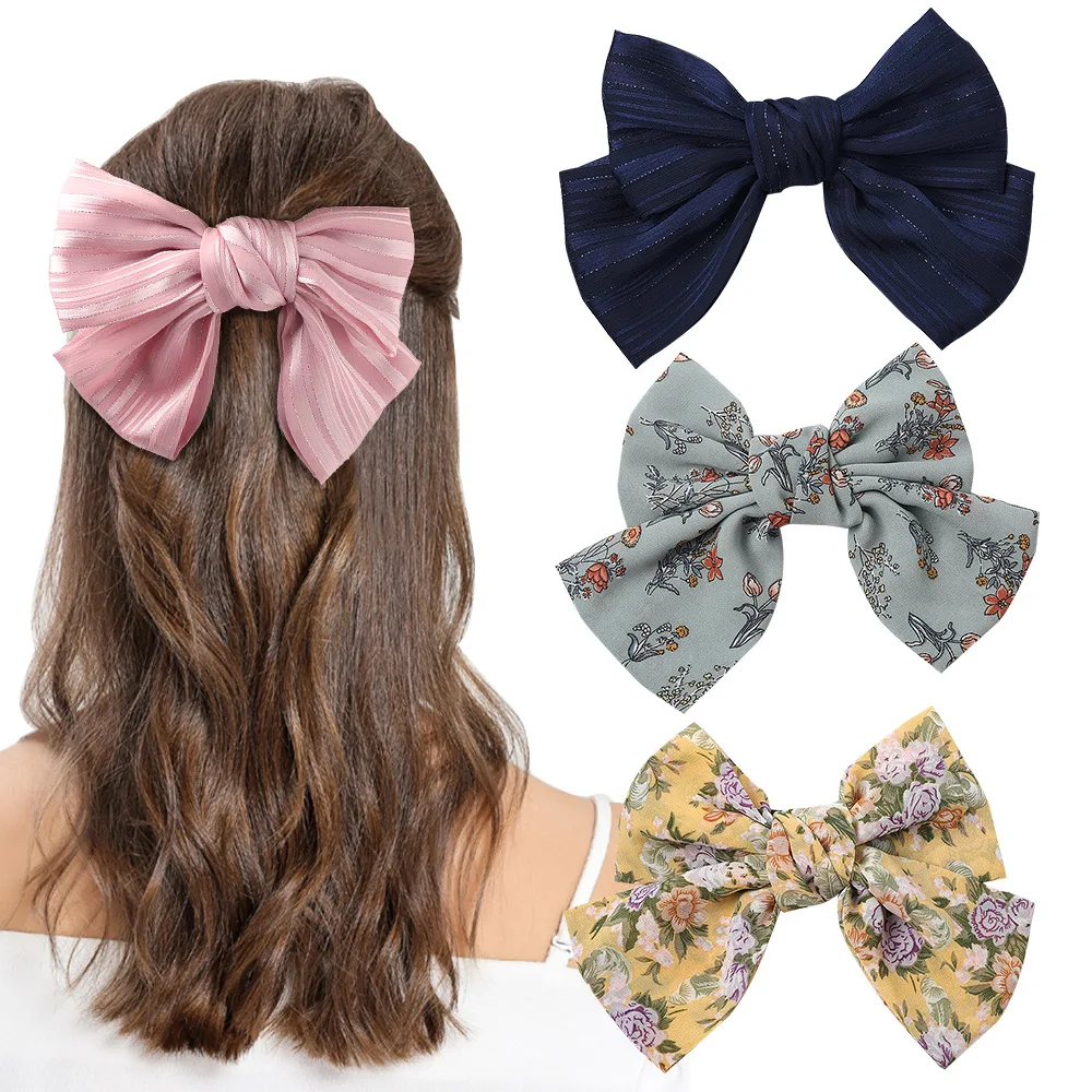 

Haimeikang Big Bow Hair Clip Headwear Two Layer Butterfly Hairpin Bow knot Ties Hair Clips Tiara Women Fashion Hair Accessories