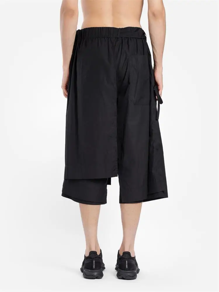 Men's new menswear large size loose dark style niche designer style singer stage style double deconstruction seven point pants