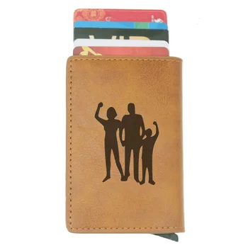 

2019 New High Quality family member RFID Credit Card Holder Anti-Theft Automatic Wallet Card Case Men Mini Leather Male Purse