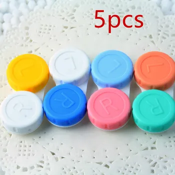 

5Pcs Contact Lens Case For Eyes L+R Cases Storage Holder Soaking Container Glasses Cosmetic Candy Colors Box For Eyes Travel
