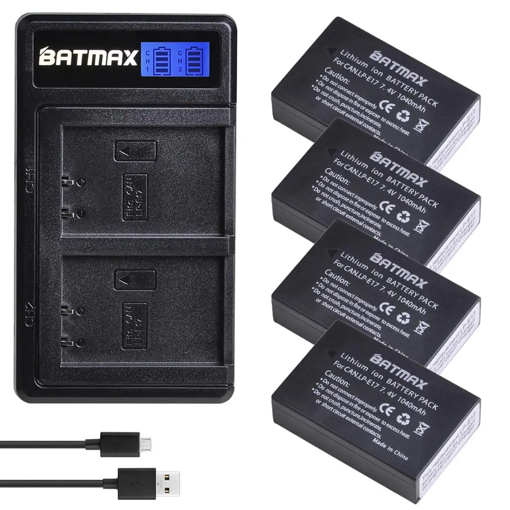 Batmax LP-E17 LP E17 Батарея + ЖК-дисплей Dual USB Зарядное устройство для цифровой