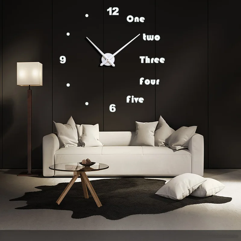 3D Acrylic Mirror Creative Clock Sticken on the Wall DIY Ultra Large Size Simple Wall Clock Living Room Decoration