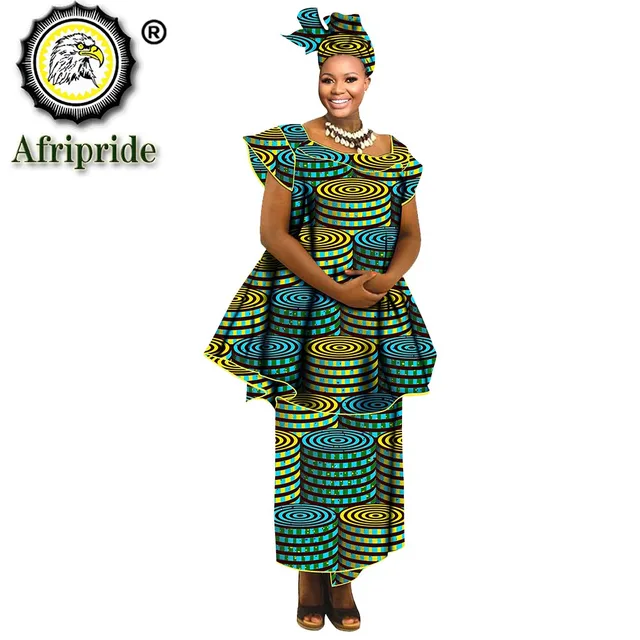 African Clothes for Women Crop Top Midi Skirt Match Print Headwraps Set Dashiki Outfits Plus Size Outwear Ankara Attire S2026015 622-12