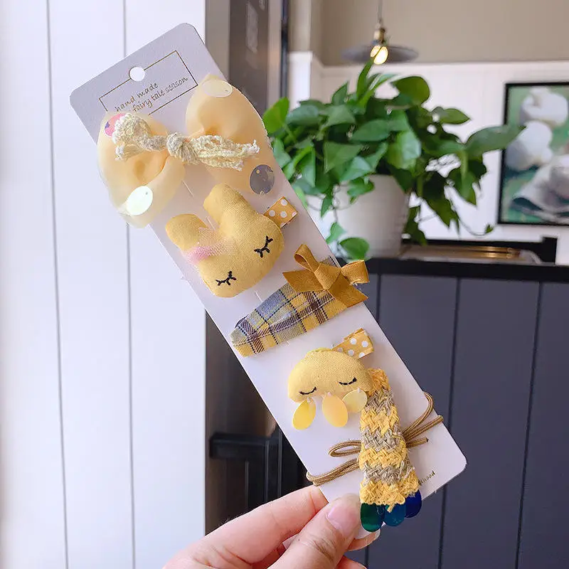 BalleenShiny Cartoon Fabric Children's Hair Pins Lace Bow Flower Kids Girls Hair Accessories Infant Baby Accessories Hair Clips