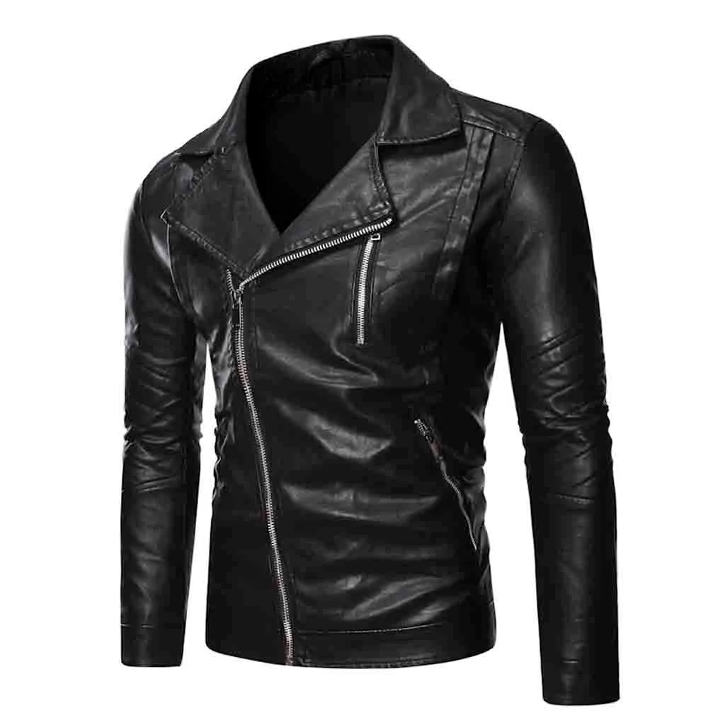 

2019 High Quality Men Leather Jacket Autumn&Winter Biker Motorcycle Zipper Outwear Coat Jackets Support Wholesale Dropshipping