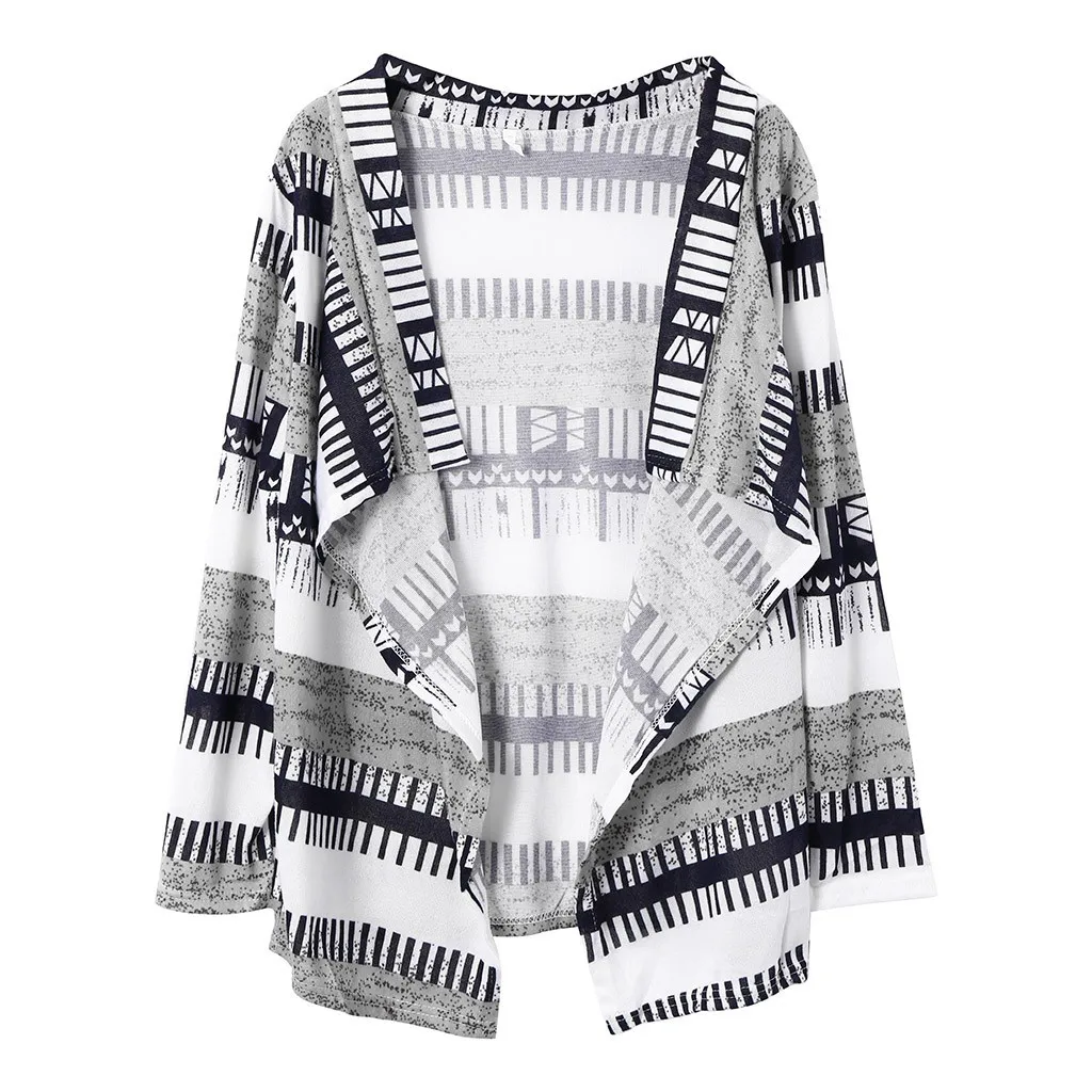 

Women Casual Long Sleeve Cardigan 2019 Fashion Outdoor Autumn Striped Blouse Loose Outwear Open Stitch Cardigans Mujer