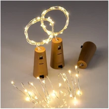 0.75M /2 M Wine Bottle Lights With Cork Built In Battery LED Cork Shape Silver Copper Wire Colorful Fairy Mini String Lights