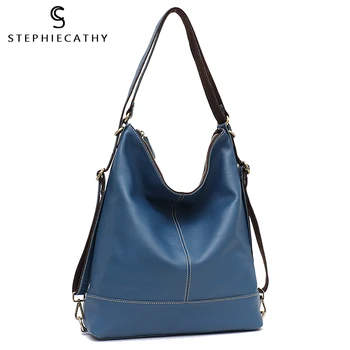 

SC New Women Leather Backpack Ladies Fashion Large Capacity Shoulder Bag High Quality Genuine Leather Female Big School knapsack