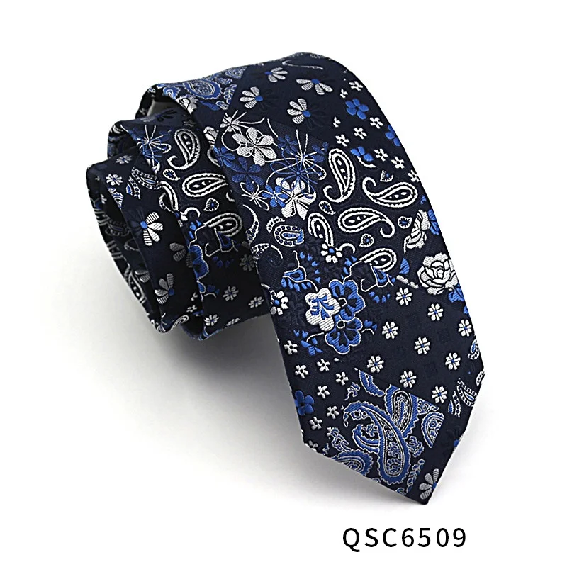 QSC6509 Высокое качество новые дизайнерские бренды модные деловые повседневные 7 см тонкие галстуки для мужчин Галстук Пейсли свадебные с подарочной коробкой - Цвет: QSC6509