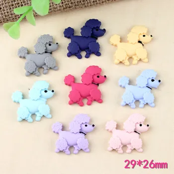 

Kawaii Resin Cabochons 10pcs 29*26mm Rubber Solid Colors Flatback Cute Animal Poodle Dog Clay Beads Embellishments Scrapbooking