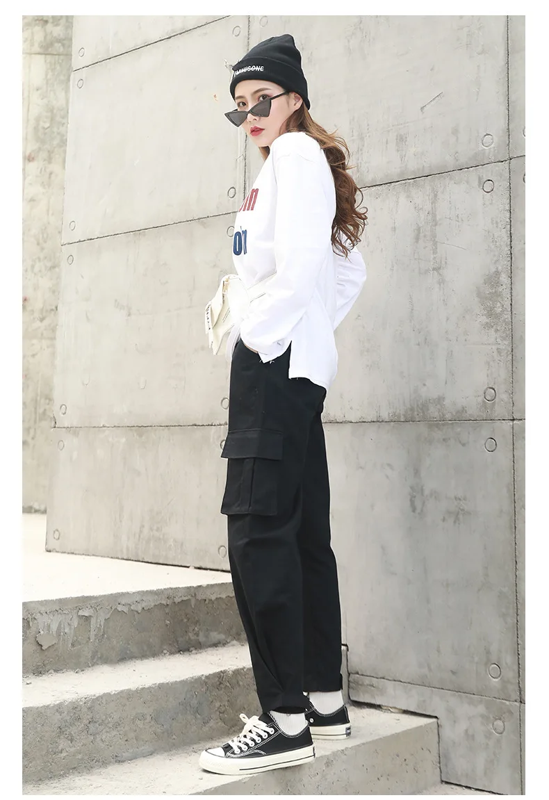 BIVIGAOS осенние новые модный женские брюки карго с большим карманом Свободные корейские Комбинезоны с волшебной лентой модные трендовые повседневные спортивные штаны 3 цвета
