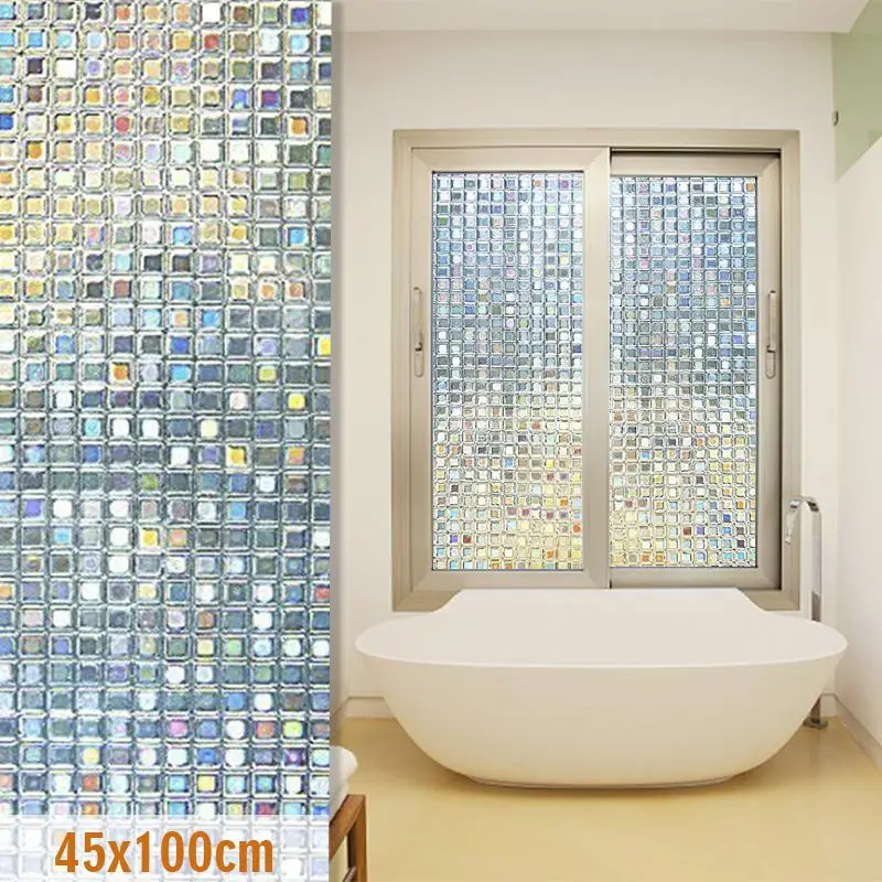 Хоббилана 3D оконная пленка, пленка для конфиденциальности, статическая декоративная пленка, не клеящаяся, контроль тепла, анти-УФ квадратная мозаичная пленка