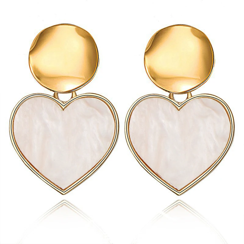 Resin Geometric Drop Earrings For Women Gold Color Fashion Jewelry Big Acrylic Geometric Oval Heart Earrings Jewelry Party