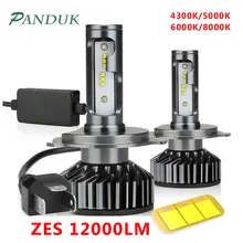PANDUK Canbus H4 H7 светодиодный светильник 4300K 6000K 8000K H1 H3 H11 9005 9006 мини Автомобильная фара ZES 72W 80W 12000LM Автомобильная противотуманная фара 12V
