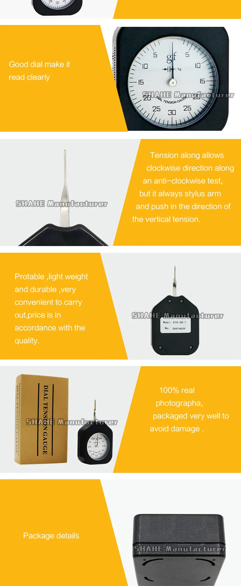 Description Picture 5 of itemSHAHE ATG Single Pointer Tension Meter Tension Gauge Force Measuring Instruments Force Meter